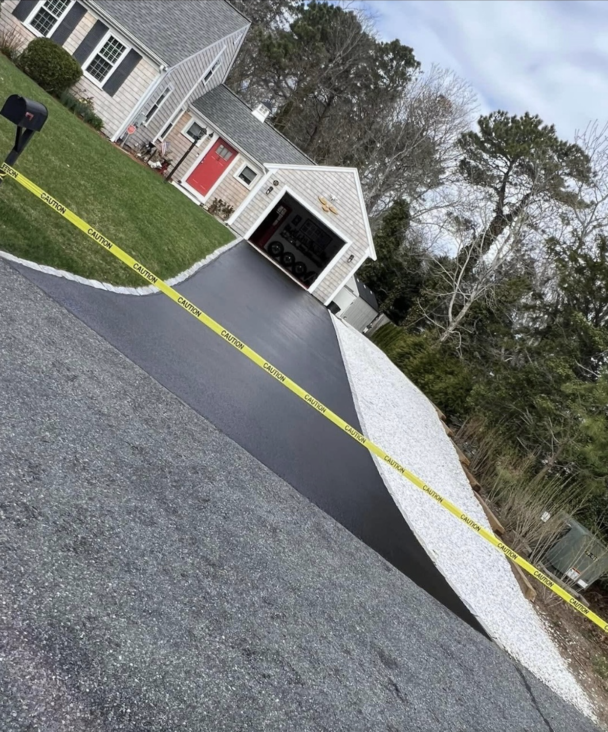 Completed asphalt driveway